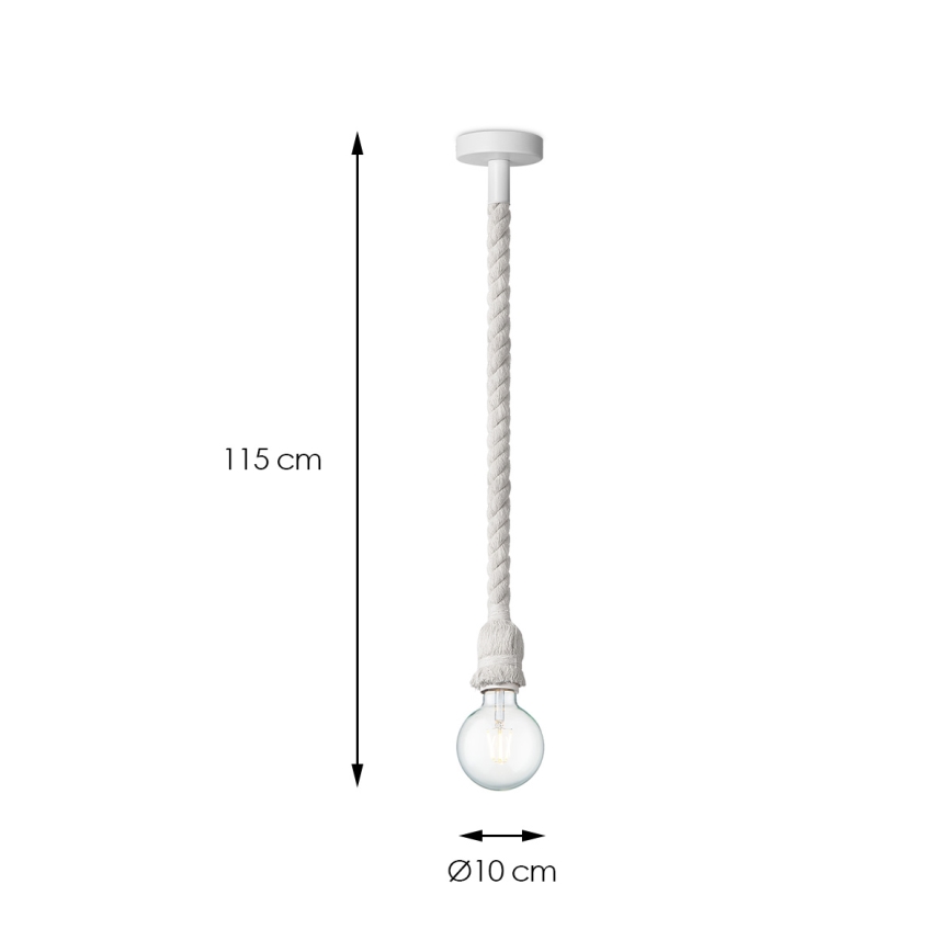 Пендел LEONARDO ROPE 1xE27/10W/230V бял
