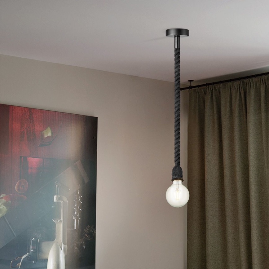 Пендел LEONARDO ROPE 1xE27/10W/230V черен