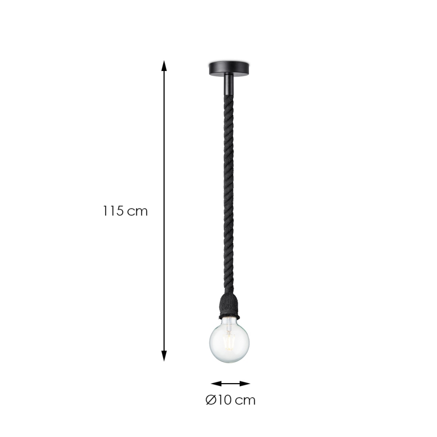 Пендел LEONARDO ROPE 1xE27/10W/230V черен