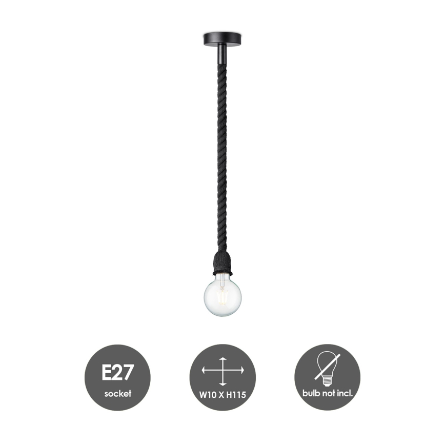 Пендел LEONARDO ROPE 1xE27/10W/230V черен