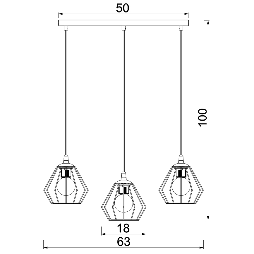 Пендел LETI 3xE27/15W/230W черен