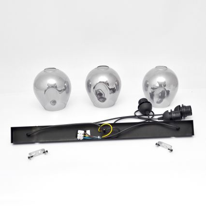 Пендел LILI 3xE27/15W/230V черен/сив
