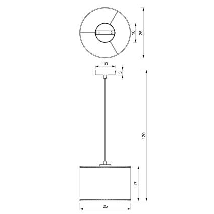 Пендел LOFT SHADE 1xE27/60W/230V Ø 25 см черен/златист