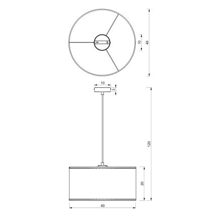 Пендел LOFT SHADE 1xE27/60W/230V Ø 40 см бял/златист