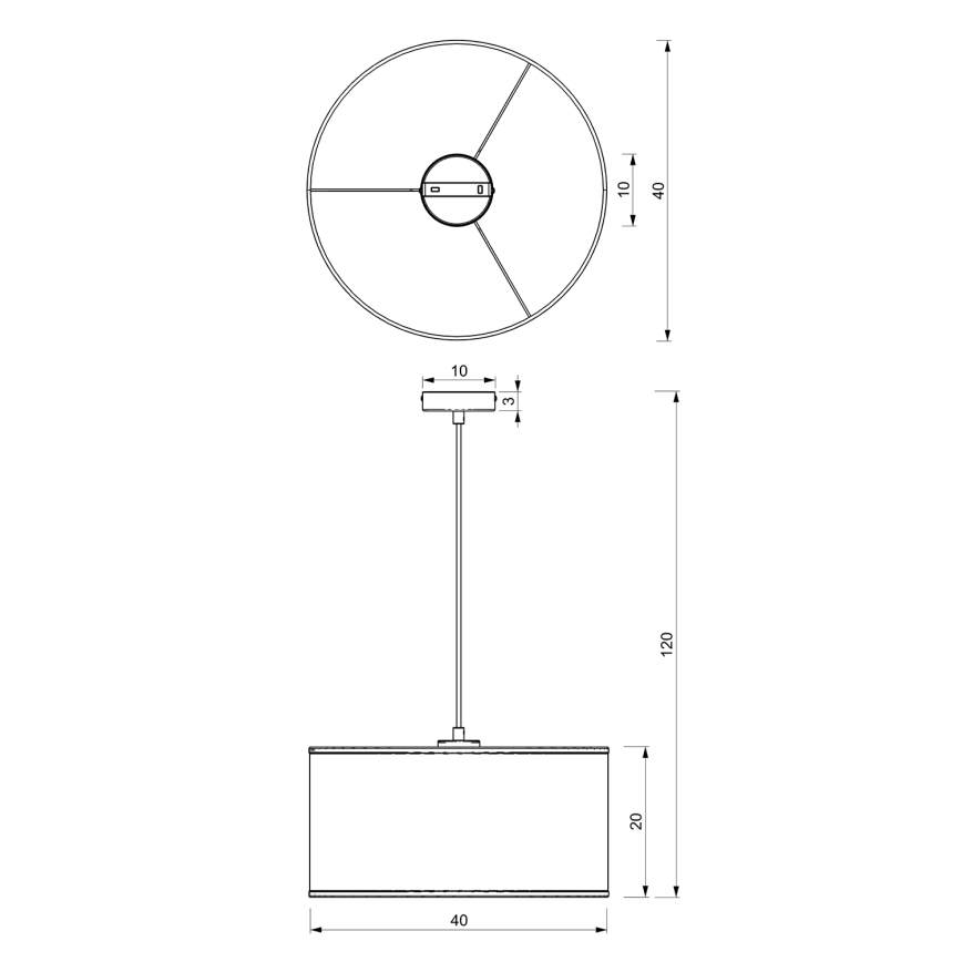 Пендел LOFT SHADE 1xE27/60W/230V Ø 40 см черен/златист