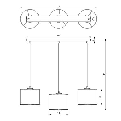 Пендел LOFT SHADE 3xE27/60W/230V черен/златист