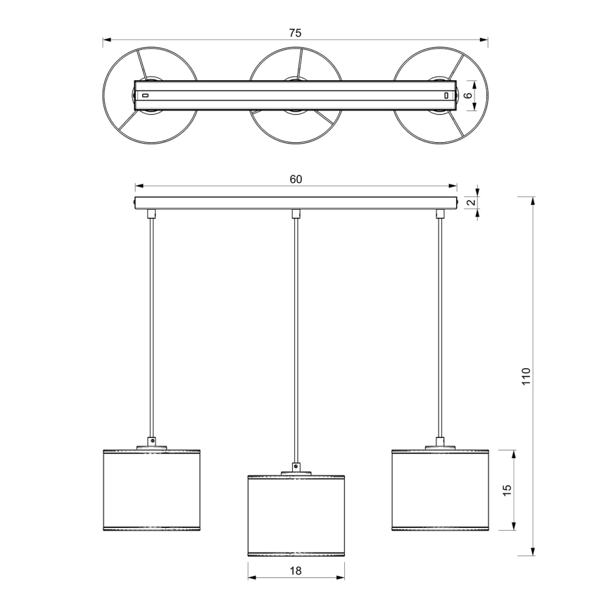 Пендел LOFT SHADE 3xE27/60W/230V черен/златист
