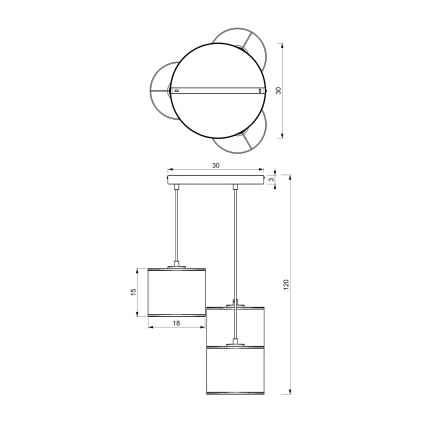 Пендел LOFT SHADE 3xE27/60W/230V черен/златист