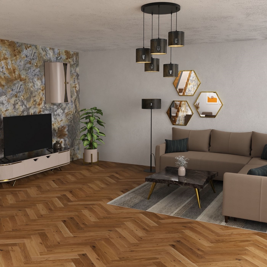 Пендел LOFT SHADE 5xE27/60W/230V черен/златист