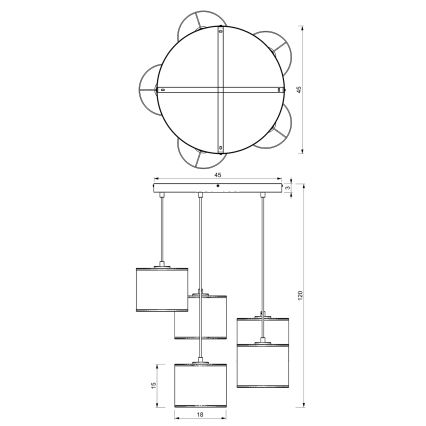 Пендел LOFT SHADE 5xE27/60W/230V черен/златист