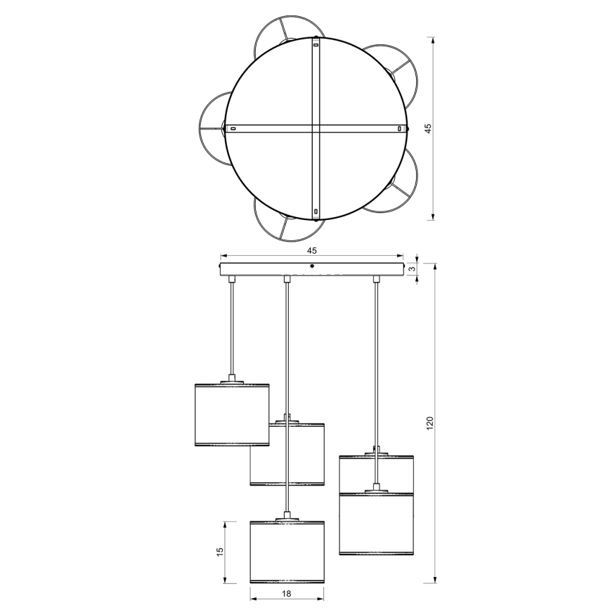 Пендел LOFT SHADE 5xE27/60W/230V черен