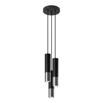 Пендел LOOPEZ 3xGU10/10W/230V кръгла черен/лъскав хром