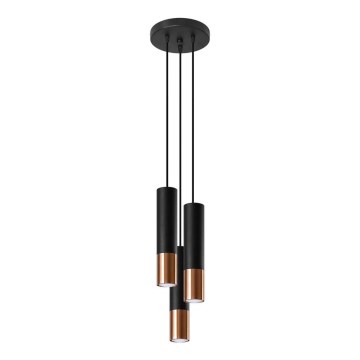 Пендел LOOPEZ 3xGU10/10W/230V кръгла черен/меден