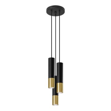 Пендел LOOPEZ 3xGU10/10W/230V кръгла черен/златист