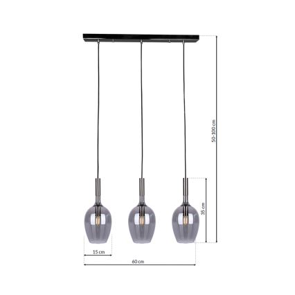 Пендел LUGANO 3xE14/40W/230V сив