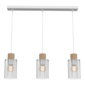 Пендел MADERA 3xE27/60W/230V бял/дървен