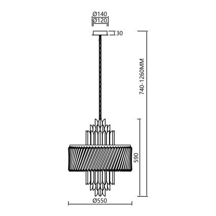Пендел MARGOT 9xE14/40W/230V матов хром