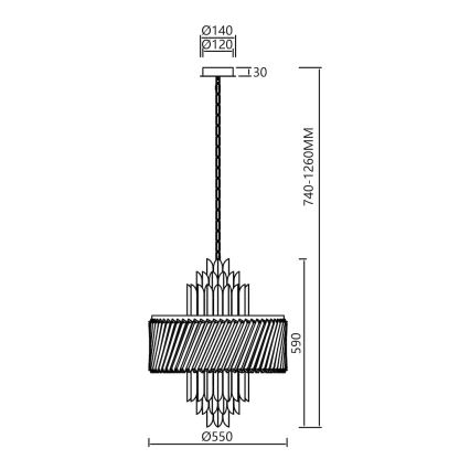 Пендел MARGOT 9xE14/40W/230V Ø 55 см златист
