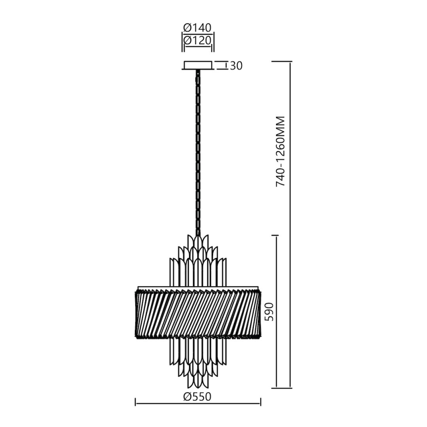 Пендел MARGOT 9xE14/40W/230V Ø 55 см златист