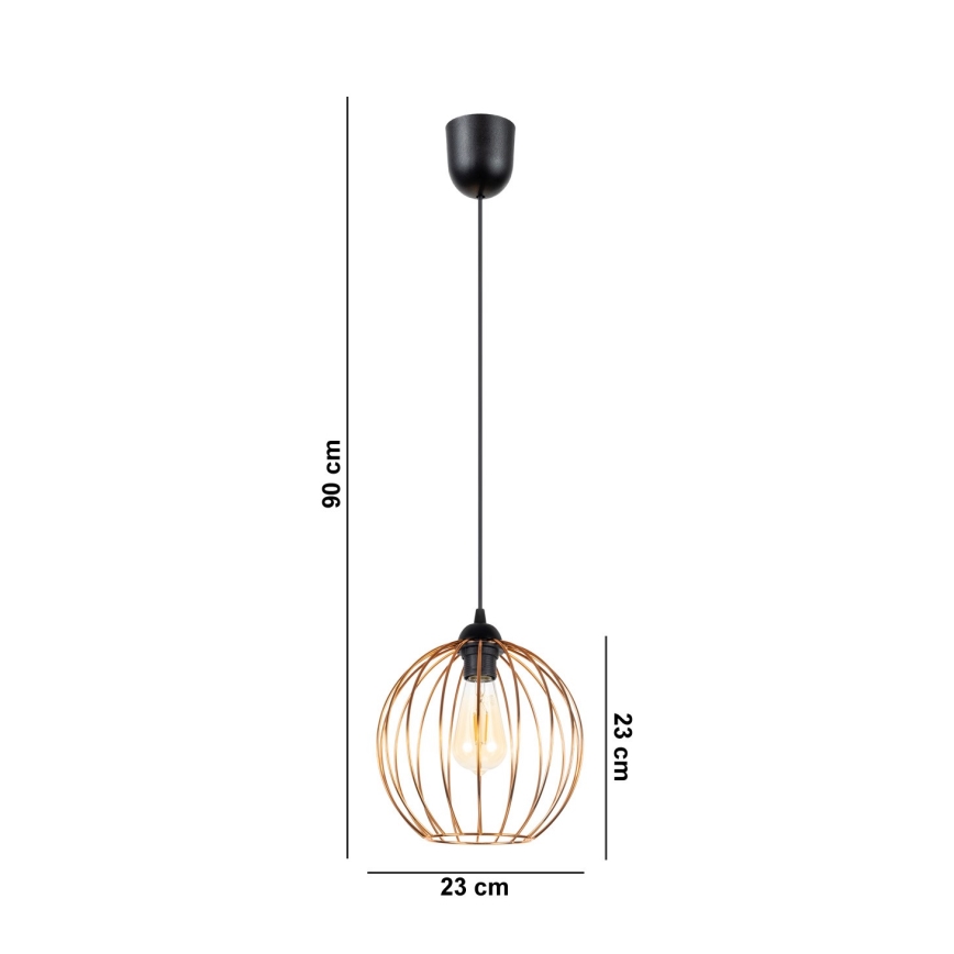 Пендел MATT 1xE27/60W/230V черен/мед