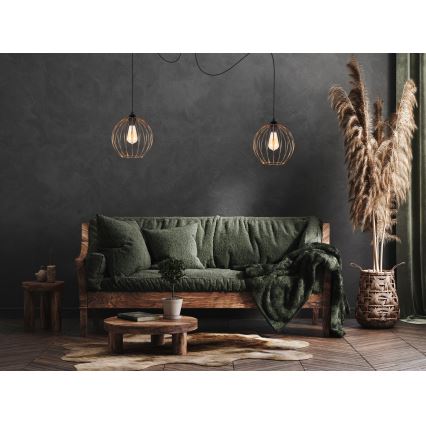 Пендел MATT 2xE27/60W/230V паяк черен/меден