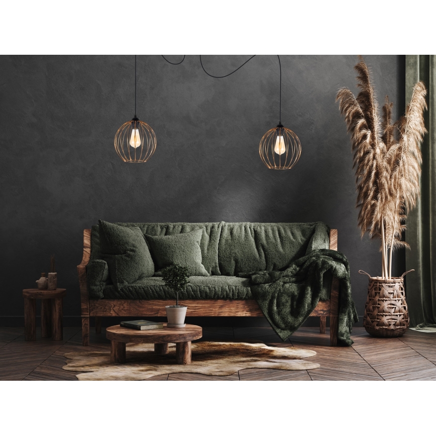 Пендел MATT 2xE27/60W/230V паяк черен/меден