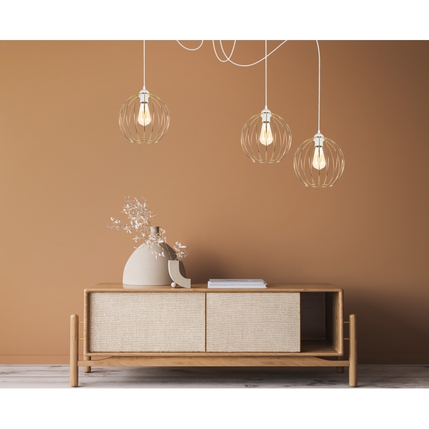 Пендел MATT 3xE27/60W/230V паяк бял/златист