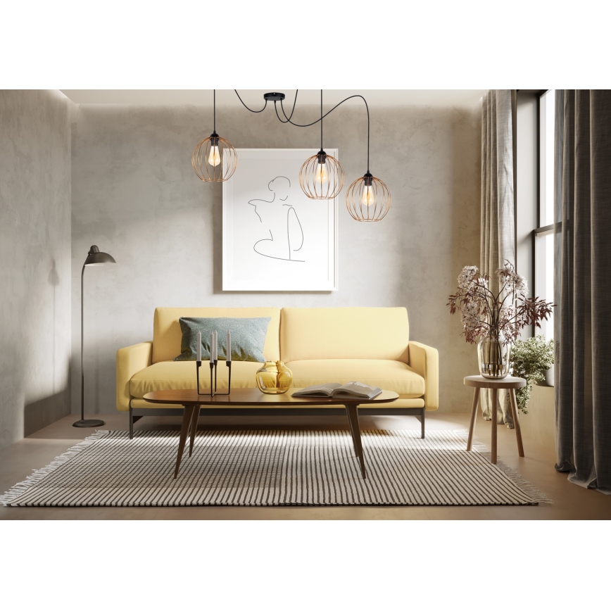 Пендел MATT 3xE27/60W/230V паяк черен/меден