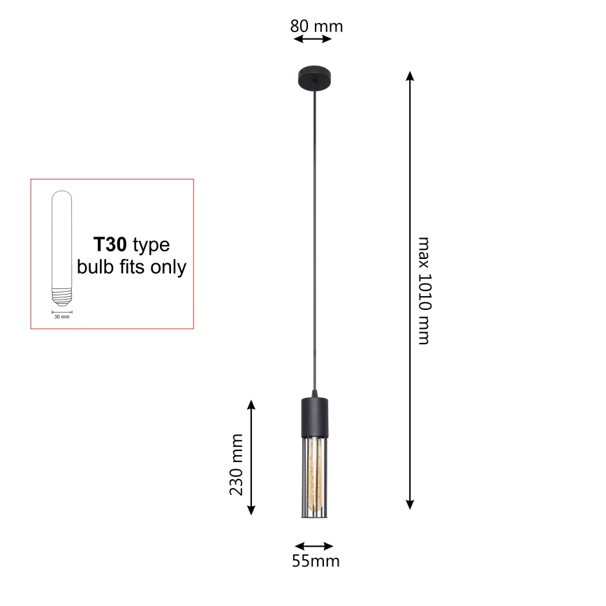 Пендел MELODY 1xE27/15W/230V черен