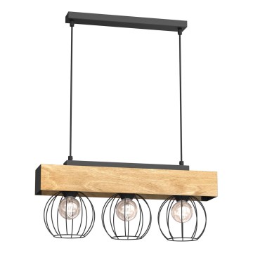 Пендел MENTON 3xE27/15W/230V черен/кафяв/дъб