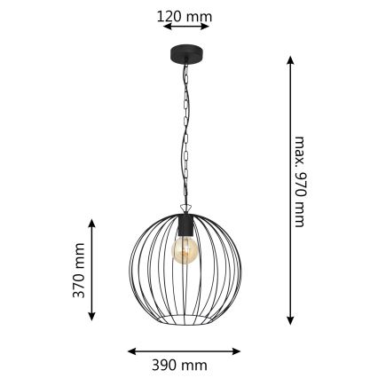 Пендел MERCURE 1xE27/15W/230V черен