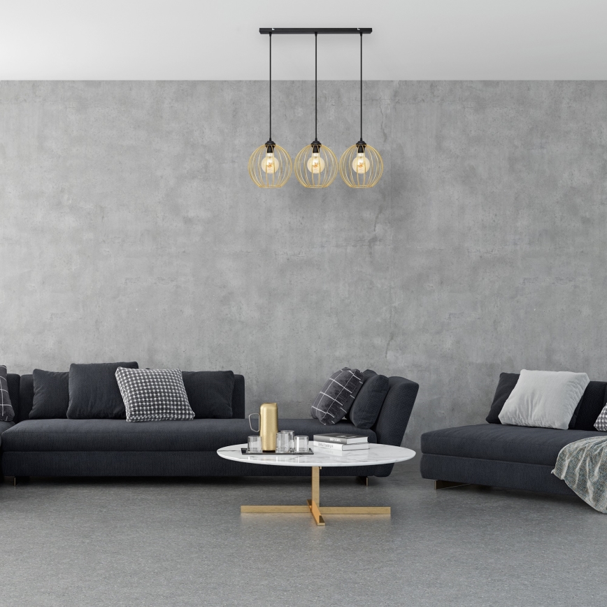 Пендел MERCURE 3xE27/15W/230V златист/черен