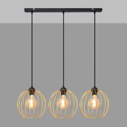 Пендел MERCURE 3xE27/15W/230V златист/черен