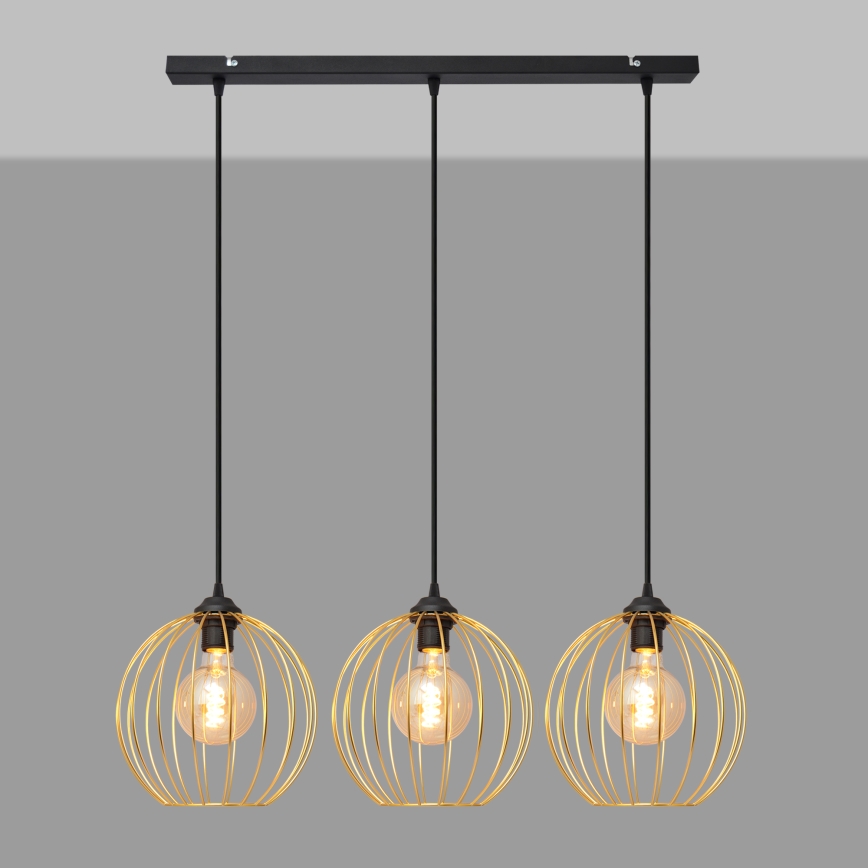 Пендел MERCURE 3xE27/15W/230V златист/черен