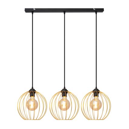 Пендел MERCURE 3xE27/15W/230V златист/черен