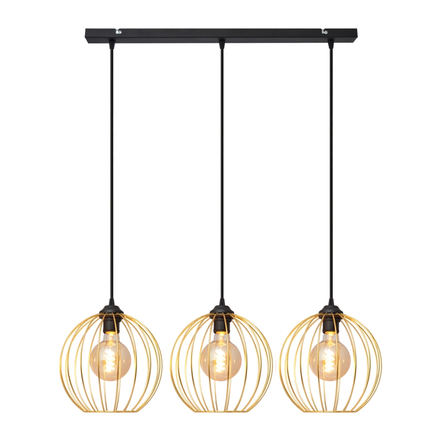 Пендел MERCURE 3xE27/15W/230V златист/черен