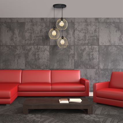 Пендел MERCURE 3xE27/15W/230V златист/черен