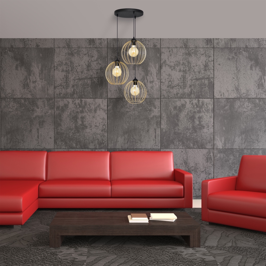 Пендел MERCURE 3xE27/15W/230V златист/черен