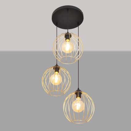 Пендел MERCURE 3xE27/15W/230V златист/черен