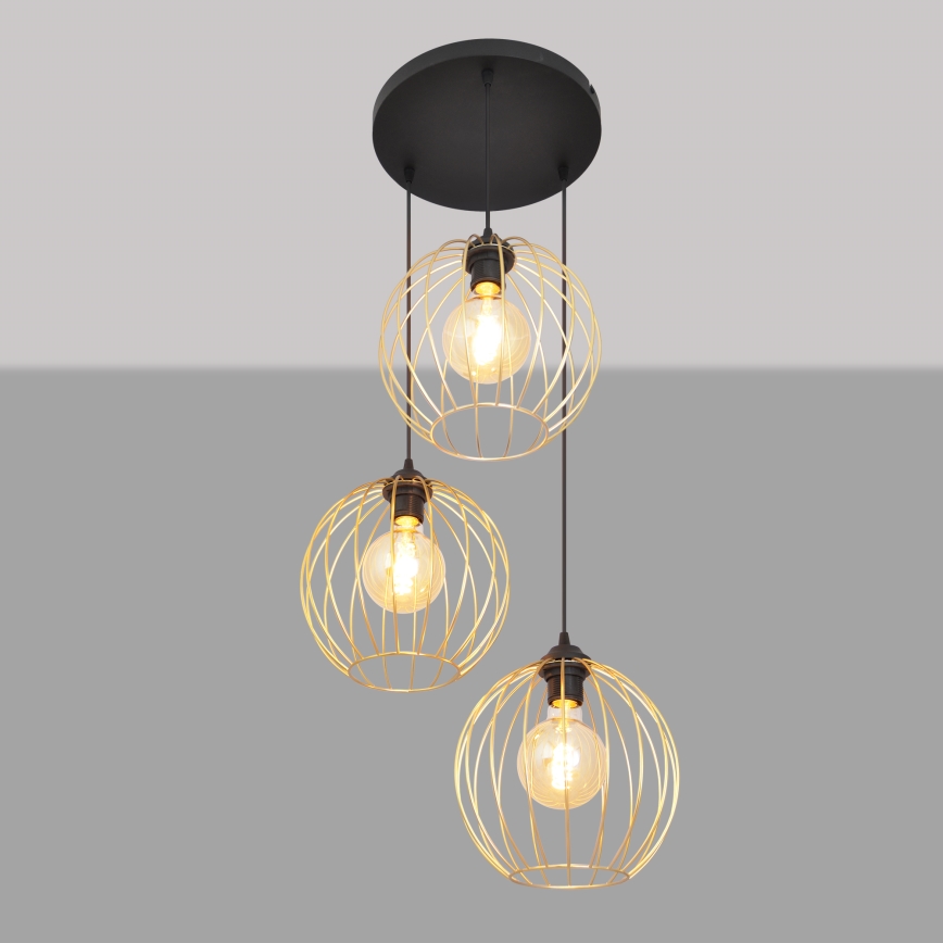 Пендел MERCURE 3xE27/15W/230V златист/черен