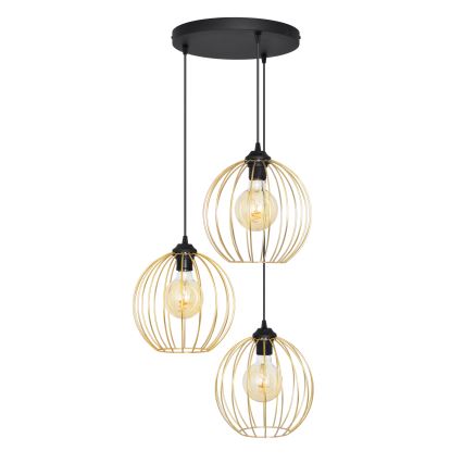 Пендел MERCURE 3xE27/15W/230V златист/черен