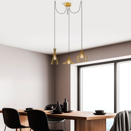 Пендел MEZOPOTAMYA 3xE27/40W/230V паяк златист