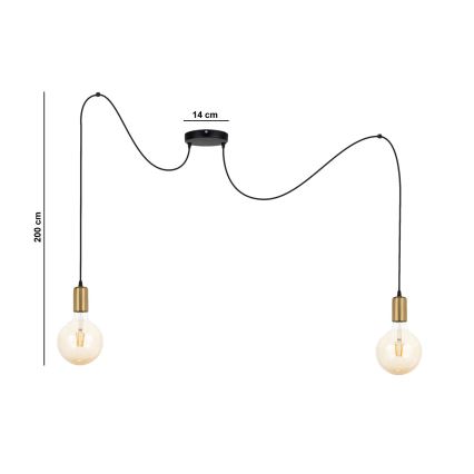 Пендел MIROS 2xE27/60W/230V паяк черен/златист