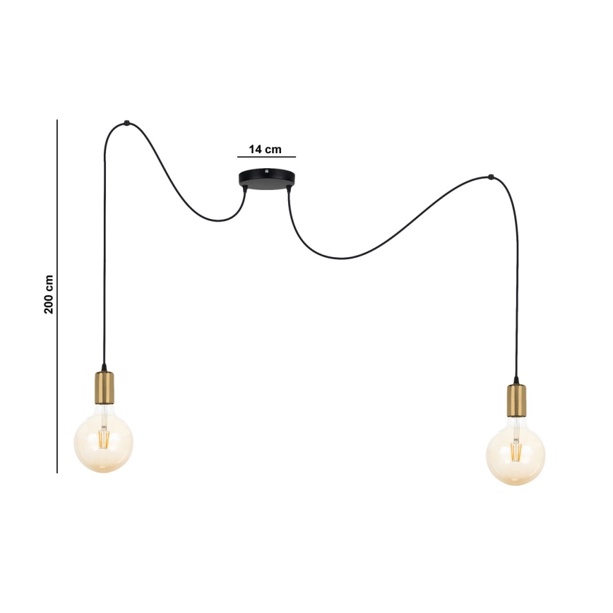 Пендел MIROS 2xE27/60W/230V паяк черен/златист