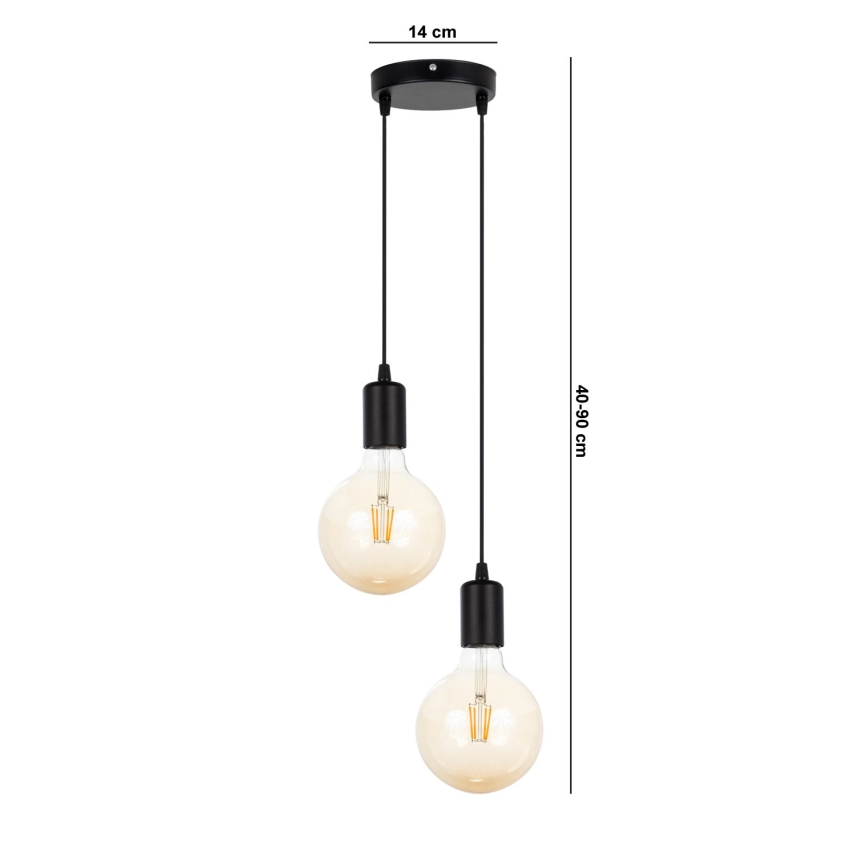 Пендел MIROS 2xE27/60W/230V кръгъл черен