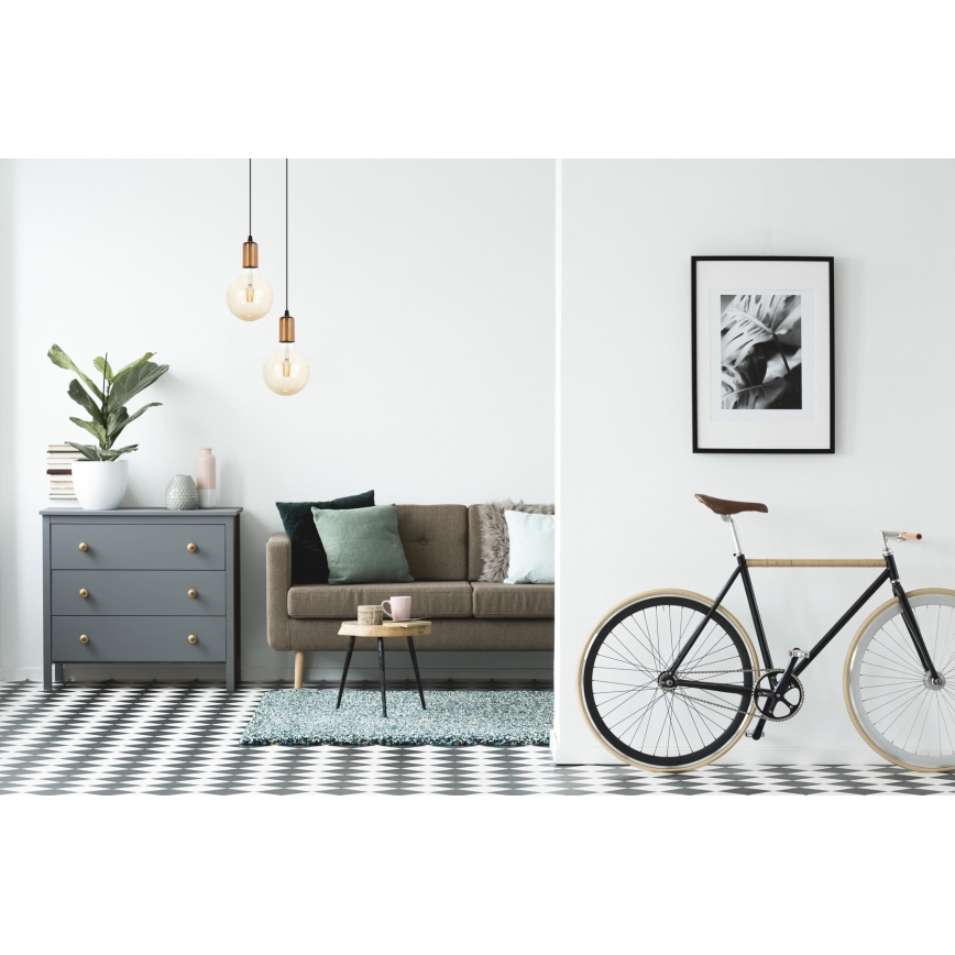 Пендел MIROS 2xE27/60W/230V кръгъл черен/меден