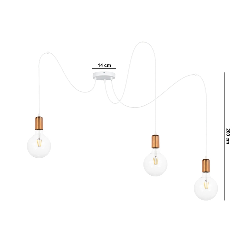 Пендел MIROS 3xE27/60W/230V паяк бял/меден