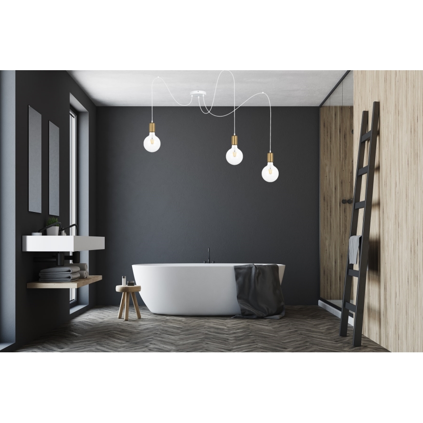 Пендел MIROS 3xE27/60W/230V паяк бял/златист