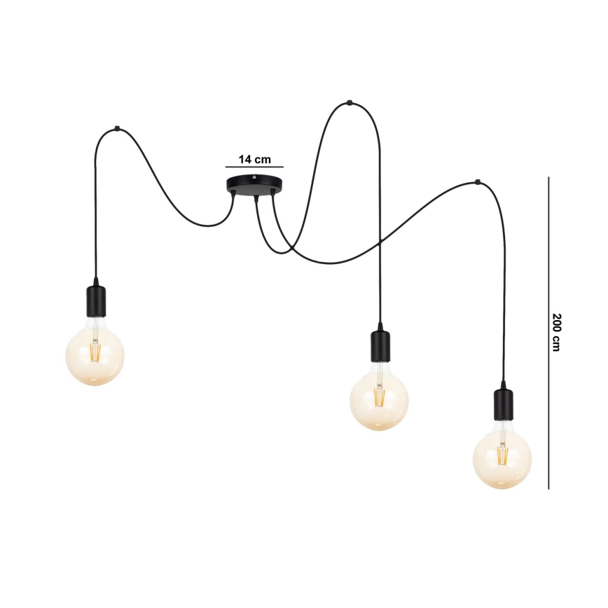 Пендел MIROS 3xE27/60W/230V паяк черен