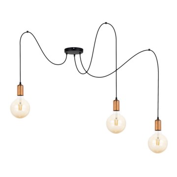 Пендел MIROS 3xE27/60W/230V паяк черен/меден